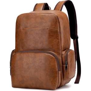 Leren Heren Rugzak - Lederen Business Backpack - Geschikt voor 15.6 inch Laptops