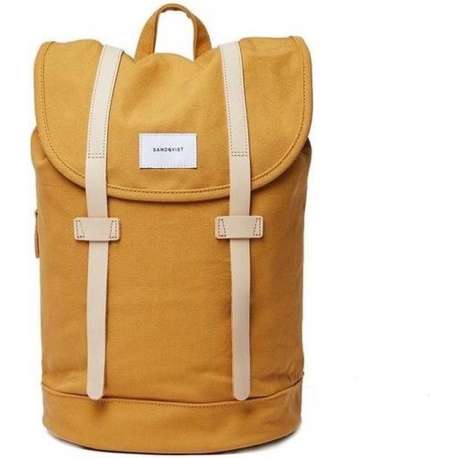 Sandqvist Stig Backpack Honey Yellow/Natural Leather SQA1358 geel, duurzaam