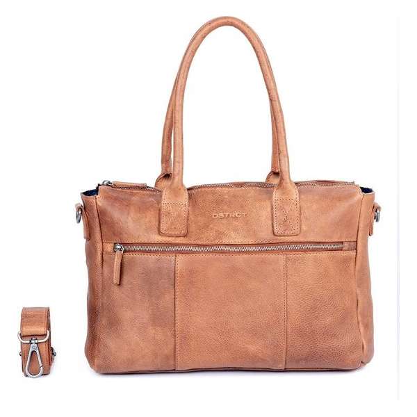 DSTRCT Raider Road Leren Dames Laptop Schoudertas - 15,6 inch - Cognac