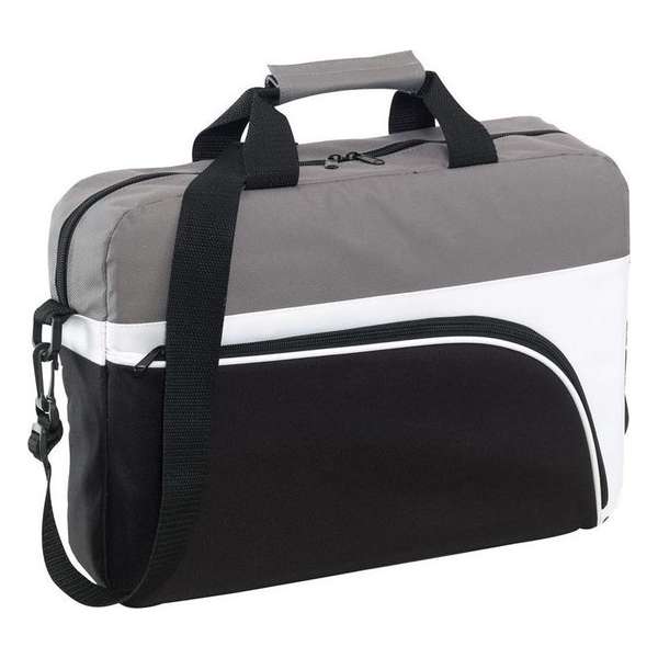 Schoudertas/laptoptas zwart/grijs 40 x 10 x 30 cm - Documenten tassen met verstelbare schouderband