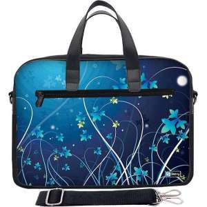 Laptoptas 17,3 / schoudertas blauwe bloemen - Sleevy - laptoptas - schooltas