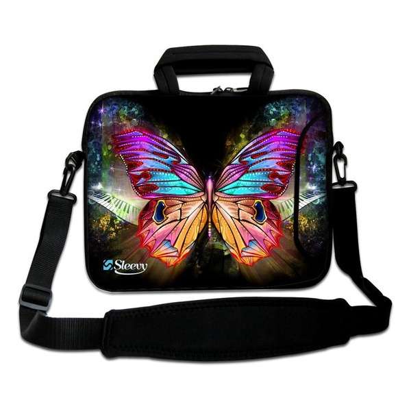 Sleevy 17,3 laptoptas gekleurde vlinder