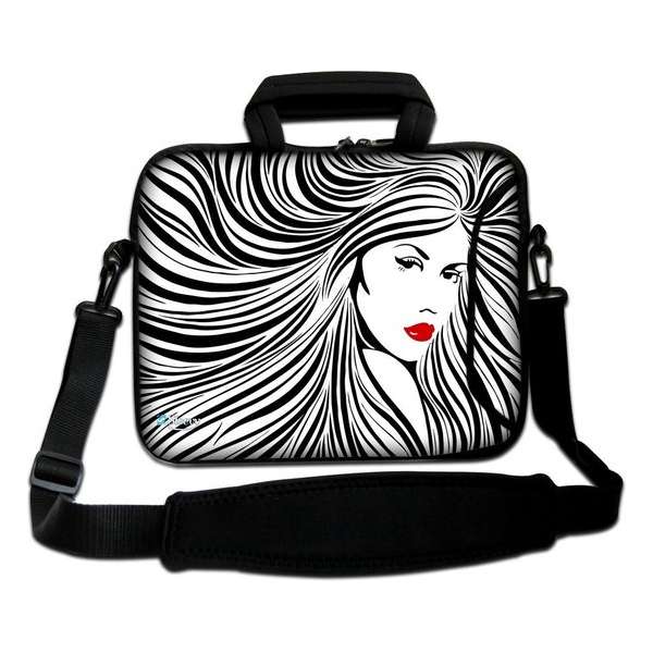 Sleevy 17,3 laptoptas artistieke vrouw in zwart/wit