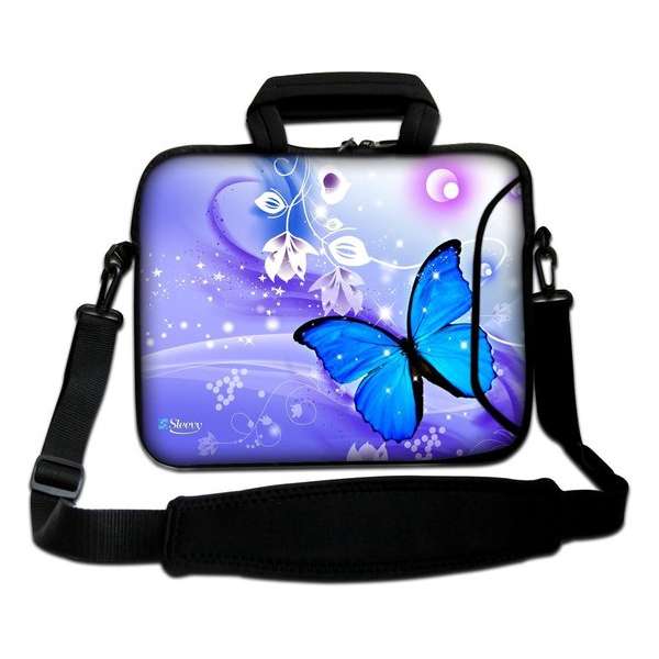 Sleevy 17.3 inch laptoptas blauwe vlinder