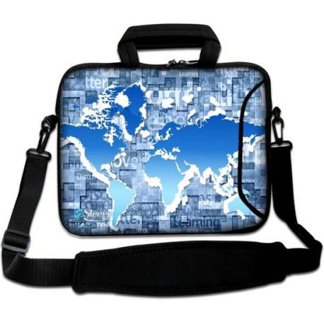 Sleevy 17,3 laptoptas blauwe wereldkaart