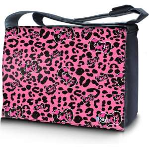 Sleevy 17,3 laptoptas / messenger tas roze panterprint - laptoptas - schooltas