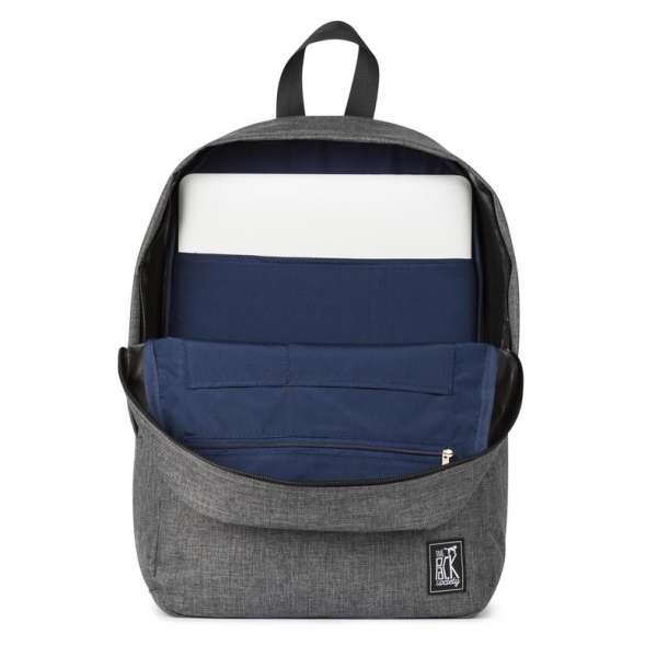The Pack Society Commuter Backpack Rugzak - Black With Grey Embroidery