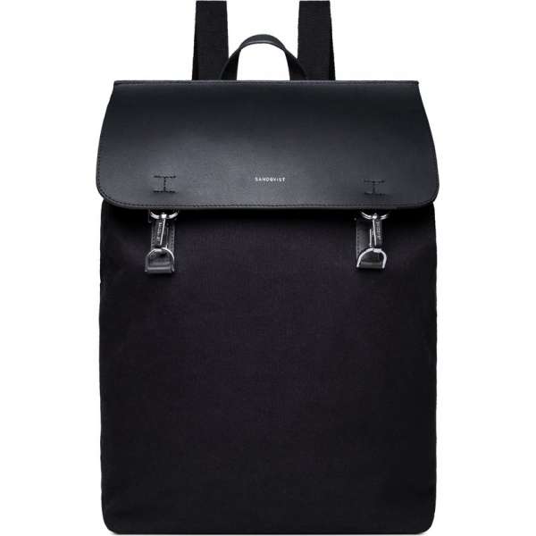 Sandqvist Rugzak Hege Black Zwart 15 inch laptopvak - Canvas Leder