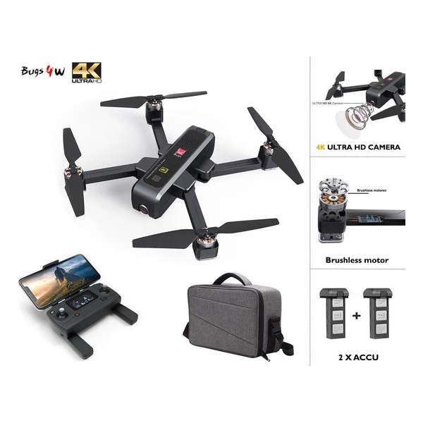 MJX B4W Drone - 5G Wifi FPV + 4K camera-Brushless GPS - opvouwbaar - Met Extra ACCU pack + Origineel Opbergtas !