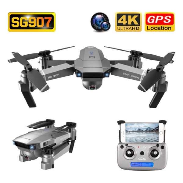 SG907 Smart Drone – 4K Dual Camera Wide Angle – 50x Zoom - 5G Wifi FPV – 36 Minuten Vliegtijd - Gratis Extra Accu