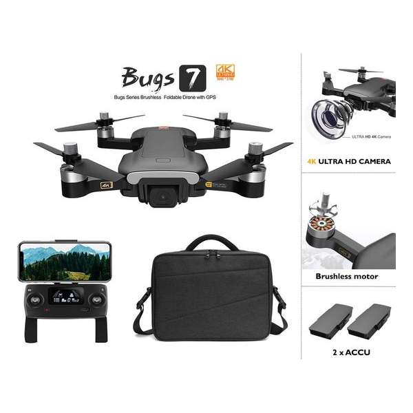 MJX bugs 7 Drone/quadcopter - 4K camera - Brushless motor - GPS - opvouwbaar - Extra accu + Origineel Opbergtas