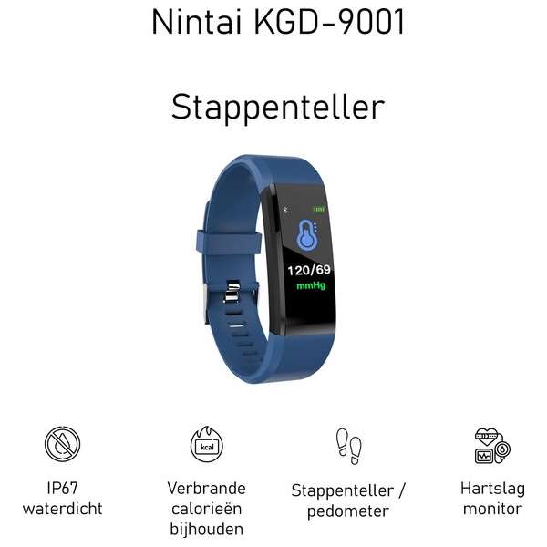 Activity Tracker |Stappenteller| Stappenteller Horloge | Waterdicht | Nintai KGD-9001