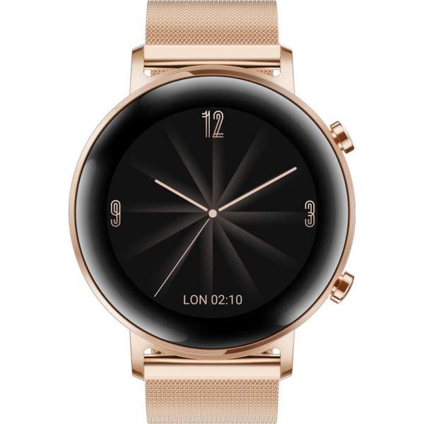 Huawei Watch GT 2 - Smartwatch - 42 mm - roze goud - metalen band