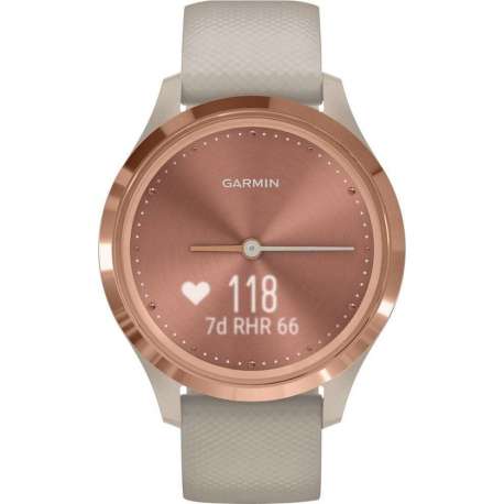 Garmin Vivomove 3S - hybride smartwatch - 39 mm - Rozegoud/zandkleurig