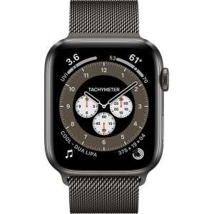 Apple Watch Series 6 Edition GPS + Cellular, 44mm Kast van Space Black Titanium, Zwart Milanese Loop band