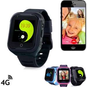 GPS horloge kind tracker VideoCall 4G AQUA Wifi Zwart SOS videobellen [IP67 waterdicht] incl. SIM-kaart