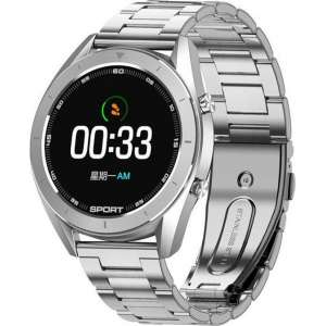 Belesy® Royal - Smartwatch heren - Horloge - 1.2 inch - Kleurenscherm - Full Touch - 16x Wijzerplaat - Zilver - Staal