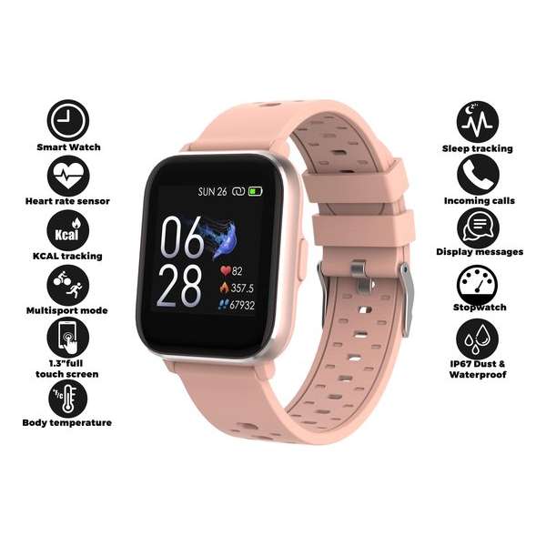 Denver SW-163 - Smartwatch - touchscreen sportwatch met hartslagmeter - Fitbit - Roze