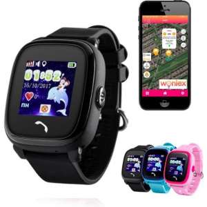GPS horloge kind tracker AQUA Junior Wifi zwart SOS bellen [IP67 waterdicht] incl. SIM-kaart