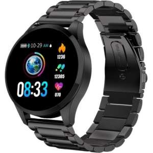 Belesy® BQ - Smartwatch - Horloge - 1.3 inch - Kleurenscherm - 10x Sporten - INDOOR en OUTDOOR - Zwart - Staal - Schakel