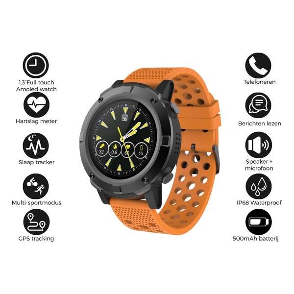 Denver SW-660 - Fitness horloge - Bluetooth smartwatch met GPS functie - activity tracker - hartslagmeter - Fitbit - Oranje