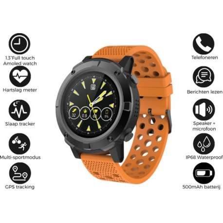 Denver SW-660 - Fitness horloge - Bluetooth smartwatch met GPS functie - activity tracker - hartslagmeter - Fitbit - Oranje