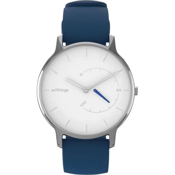 Withings Move Timeless Chic Polsband activiteitentracker Blauw, Zilver, Wit Analoog