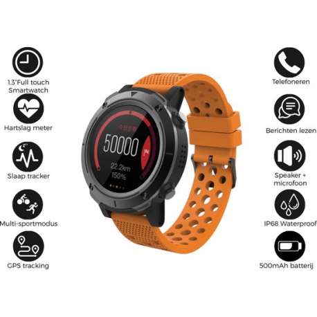 Denver SW-510 - Bluetooth smartwatch met GPS functie - activity tracker - hartslagmeter - Fitbit - Oranje