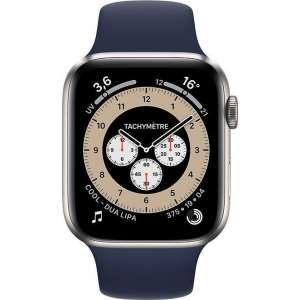 Apple Watch Series 6 Edition GPS + Cellular, 44mm Kast van Titanium, Donkermarlneblauw sportbandje