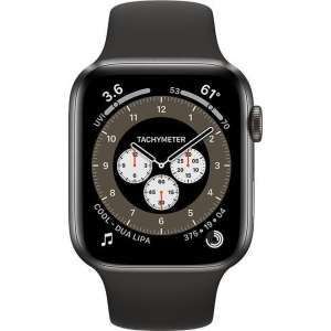 Apple Watch Series 6 Edition GPS + Cellular, 44mm Kast van Space Black Titanium, zwart sportbandje