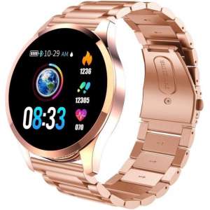 Belesy® BQ9 - Smartwatch - Horloge - 1.3 inch - Kleurenscherm - 10x Sporten - INDOOR en OUTDOOR - Rose Goud - Staal - Schakel