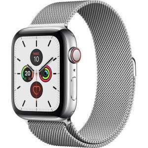 Apple Watch Series 5 GPS + Cellular, 44mm Kast van Roestvrij staal, Silver Milanese Loop band