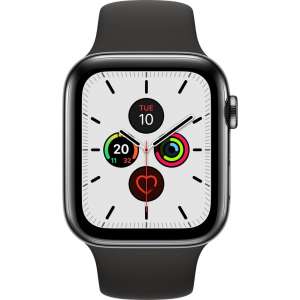 Apple Watch Series 5 GPS + Cell 44mm Steel Case Black Sport Band