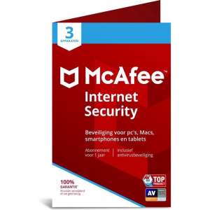 McAfee Internet Security - Multi-Device - 3 Apparaten - 1 Jaar - Nederlands / Frans - Windows / Mac