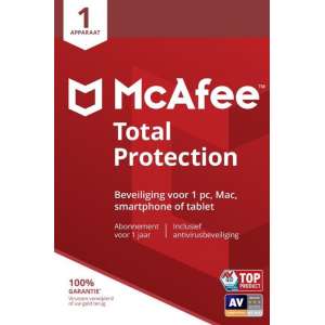McAfee Total Protection - Multi-Device - 1 Apparaat - 1 Jaar - Nederlands - Windows / Mac Download