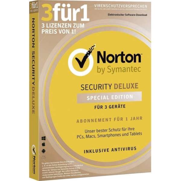 Symantec Norton Security Deluxe 2019 3.0 voor | 3 Apparaten | 1 Jaar | Taalkeuze bij installatie