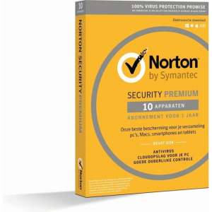Norton Security Premium 2019 10 Apparaten | 1 jaar | Met 25GB Backup | Windows / Mac / iOS / Android | Download