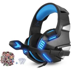 Gaming Headset voor PS4 Xbox One, Micolindun Over Ear Gaming Koptelefoon met Microfoon - Blauw