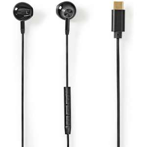Koptelefoon In-Ear | Oortjes met Microfoon in Kabel | Spraakbediening | USB-C | 1.2 m Kabel | 9 mm Drivers | Zwart