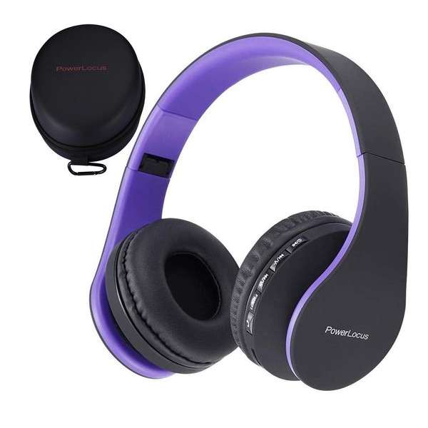 PowerLocus P1 draadloze Over-Ear Koptelefoon Inklapbaar - Bluetooth - Met microfoon – Purper