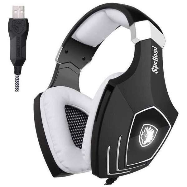 SADES A60 USB 7.1 Surround Sound Stereo Gaming Headset met Mic & Vibration & Noise-Canceling & Volume Control(zwart)