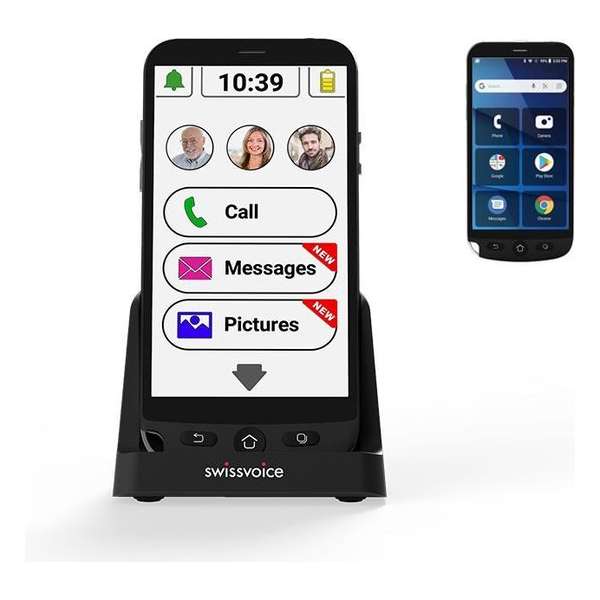 SwissVoice | G50 Senioren Smartphone | eenvoudig opladen | geschikt voor iedere provider