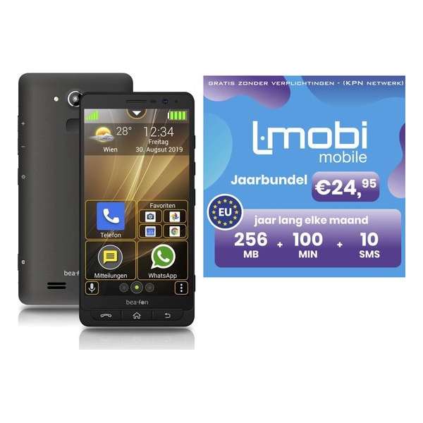 Beafon M5S Senioren smart mobiele telefoon, Simlockvrij, Android, eenvoudig Nederlandstalig menu, Whatsapp, SOS-knop