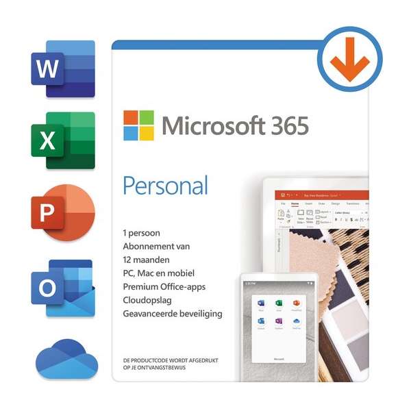 Microsoft 365 Personal - Nederlands - 1 jaar abonnement (download)