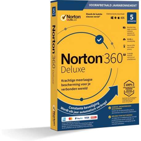 NORTON 360 Deluxe (18 maanden, voor 5 apparaten)