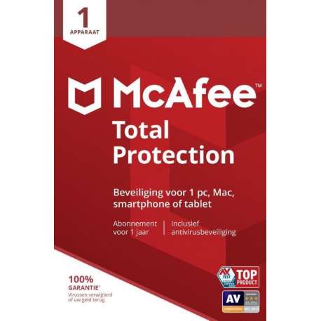 McAfee Total Protection - Multi-Device - 1 Apparaat - 1 Jaar - Nederlands - Windows / Mac Download