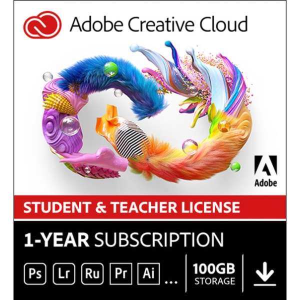 Adobe Creative Cloud Student & Docent - 1 Apparaat - 1 Jaar - Nederlands - Windows / Mac Download