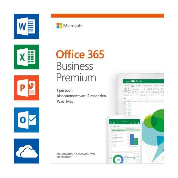 Microsoft Office 365 Business Premium - 1 jaar abonnement (code in doosje)