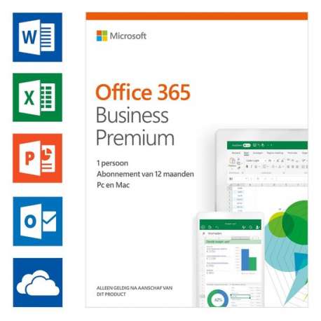 Microsoft Office 365 Business Premium - 1 jaar abonnement (code in doosje)