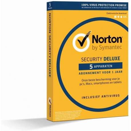 Norton Security Deluxe - Nederlands / Frans /  5 Apparaten / 1 Jaar / Windows / Mac / iOS / Android / ESD (Download)